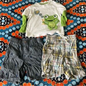 Gymboree Baby Boy Cotton shorts & long sleeve frog long sleeve tee
